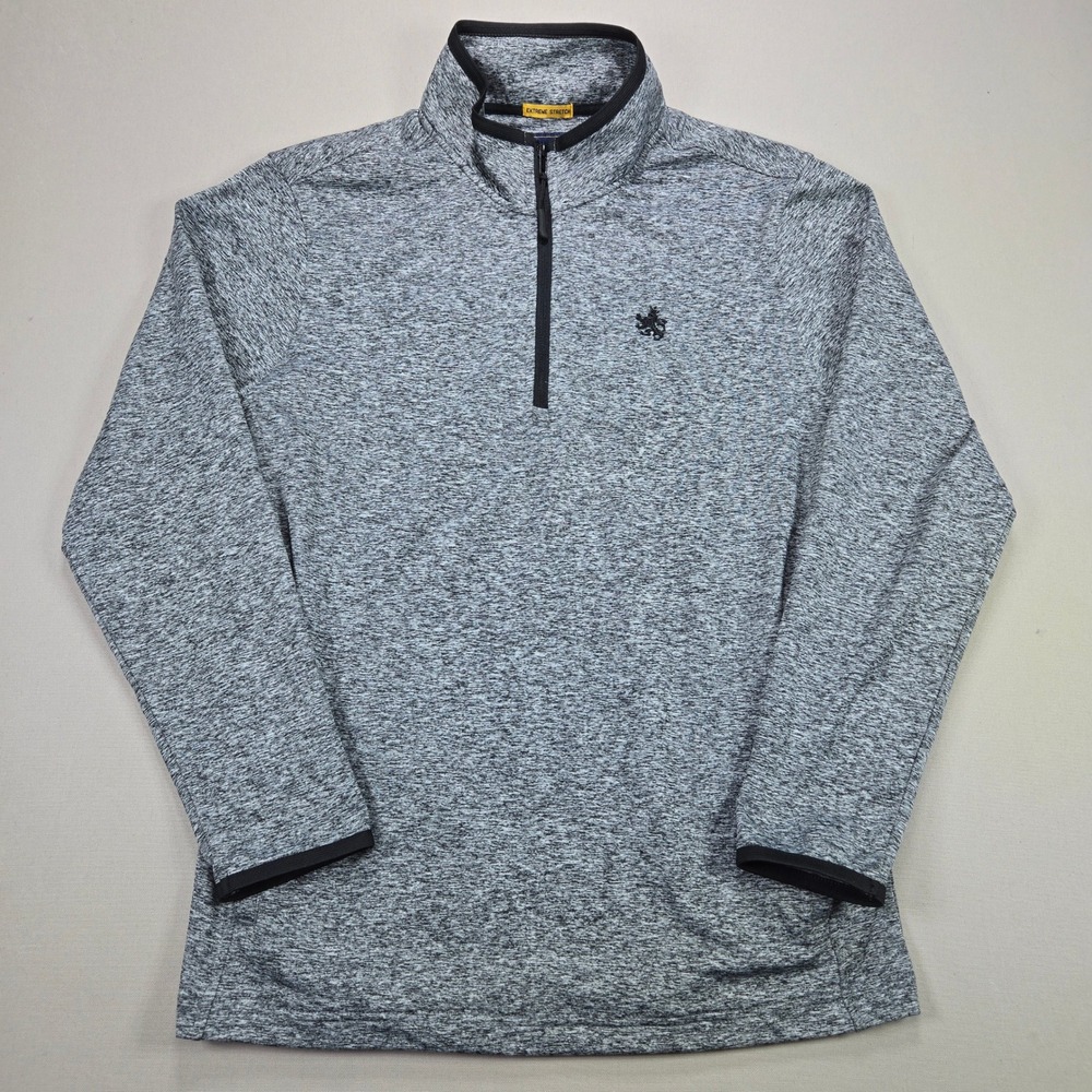 Rugby University Mens Quarter Zip Pullover Grey‎ Heather Extreme Stretch Size M